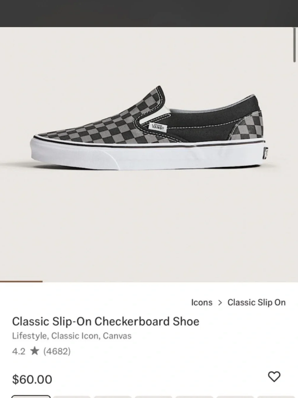 Vans Slip-On Checkerboard Canvas Loafers - Black & Gray